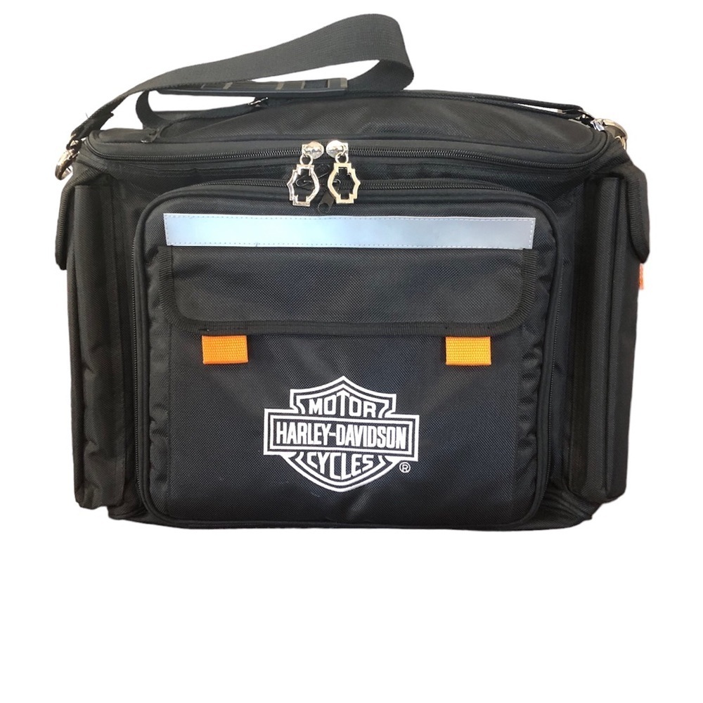 Harley Davidson Black Insulated Travel Cooler Bag Picnic Set Never Used NWOT